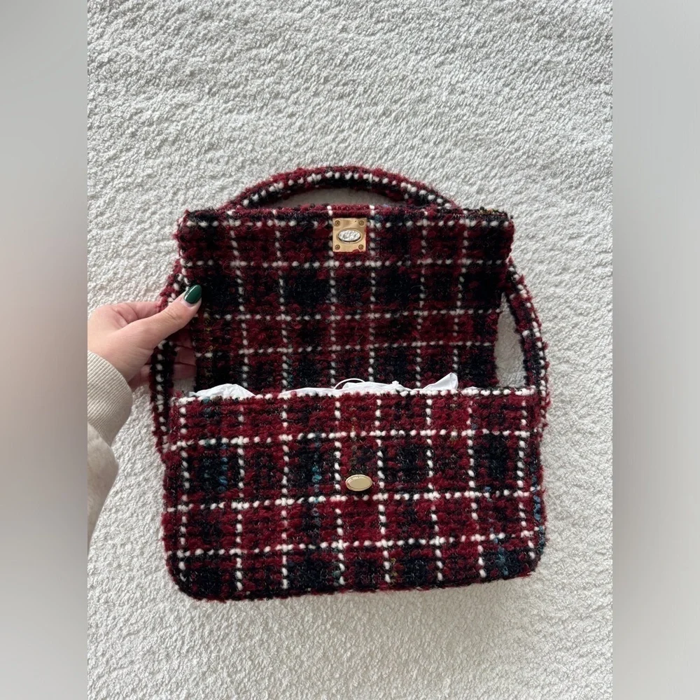 ANINE BING NWT Nico Bag in Cherry Plaid